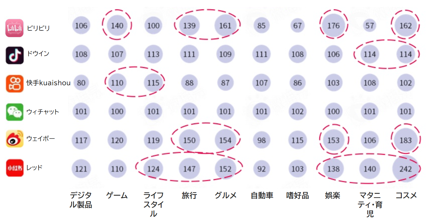 中国SNSユーザー興味一覧