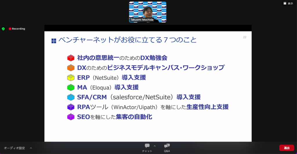 ベンチャーネット様でのDX推進お取り組み事項