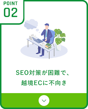 SEO対策が困難で、越境ECに不向き